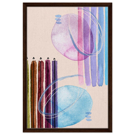 Linear Harmony Abstract - 50x75 cm / 20x30″ - Framed Canvas - Dark wood frame
