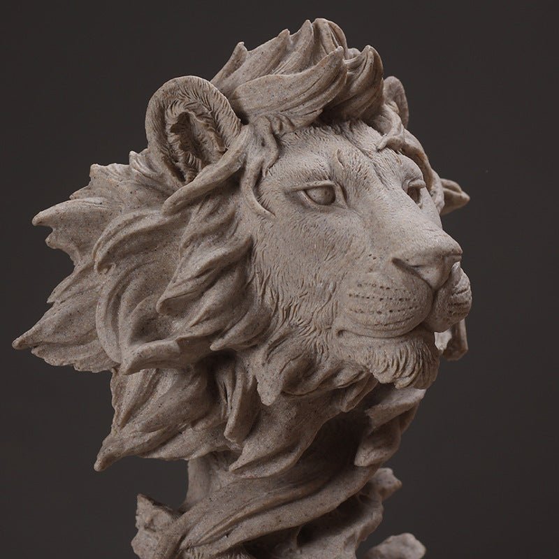 Lion Head Wall Sculpture – Modern Resin Art Décor - Grey - 