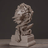 Lion Head Wall Sculpture – Modern Resin Art Décor - Grey - 