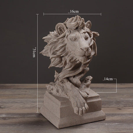 Lion Head Wall Sculpture – Modern Resin Art Décor - Grey - 