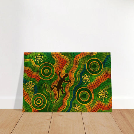 Lizard Dreaming – Aboriginal Dot Painting Wall Art Print - Brushed Aluminum Print - 60x90 cm / 24x36″ - 