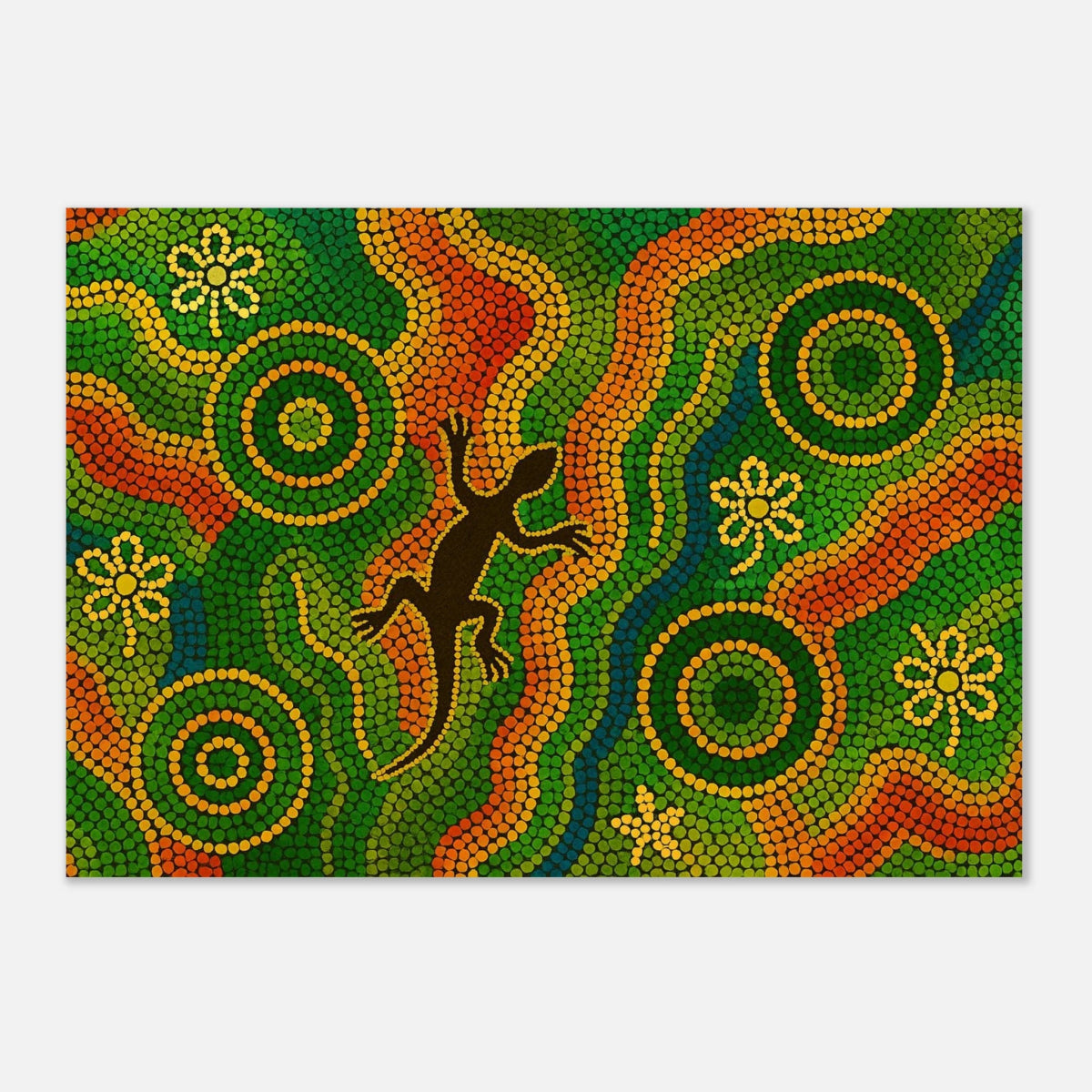 Lizard Dreaming – Aboriginal Dot Painting Wall Art Print - Aluminum Print - 70x100 cm / 28x40″ - 