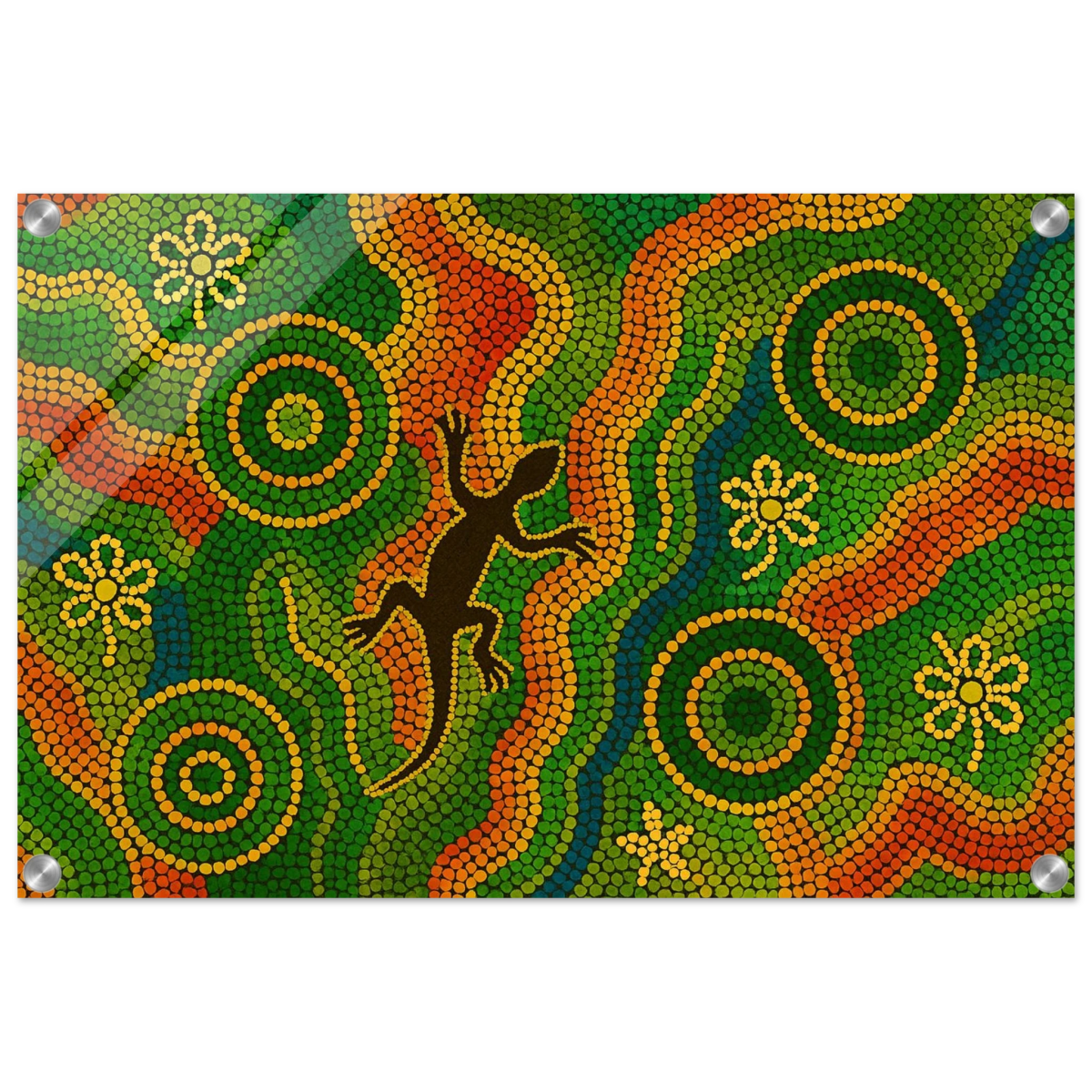 Lizard Dreaming – Aboriginal Dot Painting Wall Art Print - Acrylic Print - 40x60 cm / 16x24″ - 