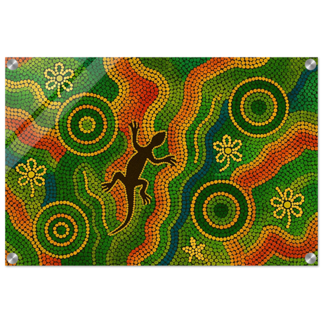 Lizard Dreaming – Aboriginal Dot Painting Wall Art Print - Acrylic Print - 40x60 cm / 16x24″ - 