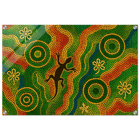 Lizard Dreaming – Aboriginal Dot Painting Wall Art Print - Acrylic Print - 50x75 cm / 20x30″ - 