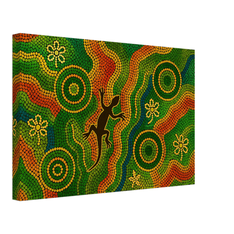 Lizard Dreaming – Aboriginal Dot Painting Wall Art Print - Canvas - 30x45 cm / 12x18″ - 