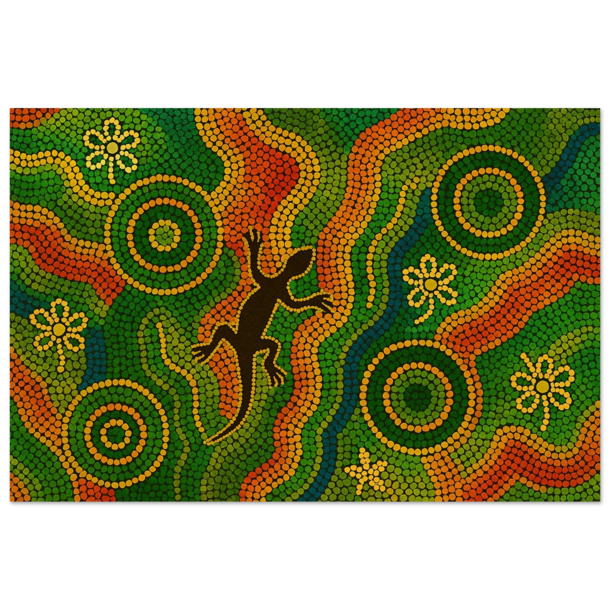 Lizard Dreaming – Aboriginal Dot Painting Wall Art Print - Wood Prints - 50x75 cm / 20x30″ - 