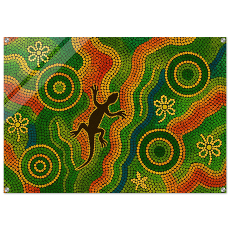 Lizard Dreaming – Aboriginal Dot Painting Wall Art Print - Acrylic Print - 70x100 cm / 28x40″ - 