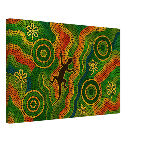 Lizard Dreaming – Aboriginal Dot Painting Wall Art Print - Canvas - 40x60 cm / 16x24″ - 