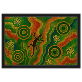 Lizard Dreaming – Aboriginal Dot Painting Wall Art Print - Framed Canvas - 40x60 cm / 16x24″ - Black frame