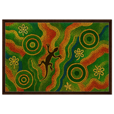 Lizard Dreaming – Aboriginal Dot Painting Wall Art Print - Framed Canvas - 60x90 cm / 24x36″ - Dark wood frame