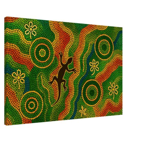 Lizard Dreaming – Aboriginal Dot Painting Wall Art Print - Canvas - 60x90 cm / 24x36″ - 