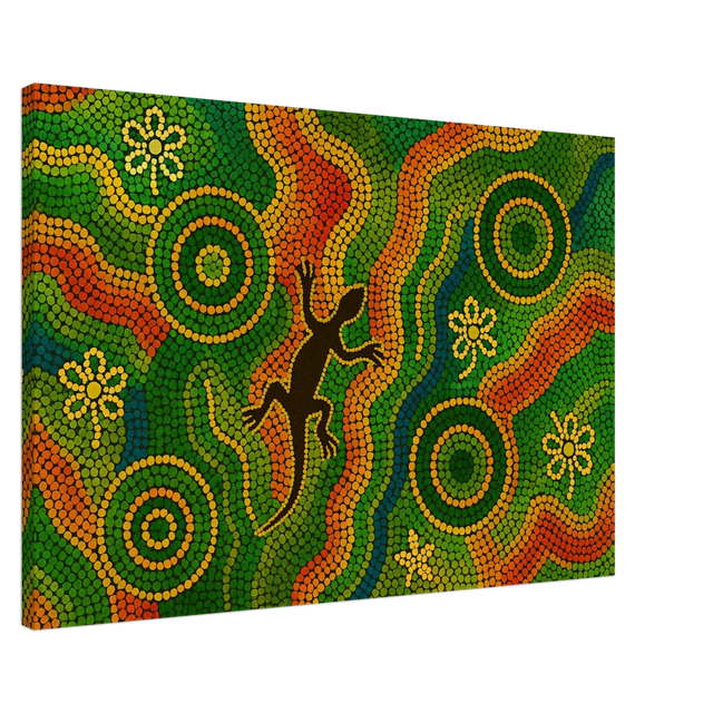 Lizard Dreaming – Aboriginal Dot Painting Wall Art Print - Canvas - 60x90 cm / 24x36″ - 