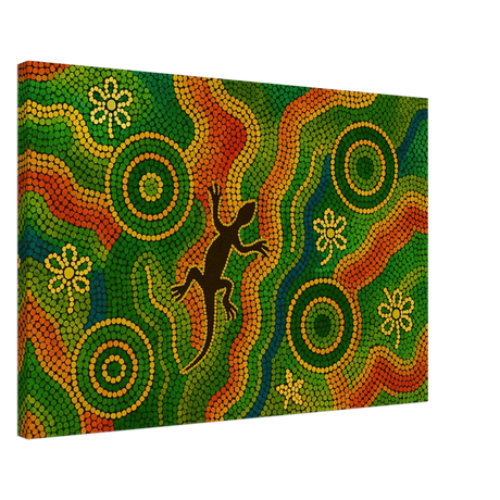 Lizard Dreaming – Aboriginal Dot Painting Wall Art Print - Canvas - 50x75 cm / 20x30″ - 