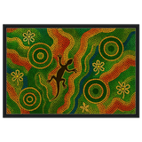 Lizard Dreaming – Aboriginal Dot Painting Wall Art Print - Framed Canvas - 60x90 cm / 24x36″ - Black frame