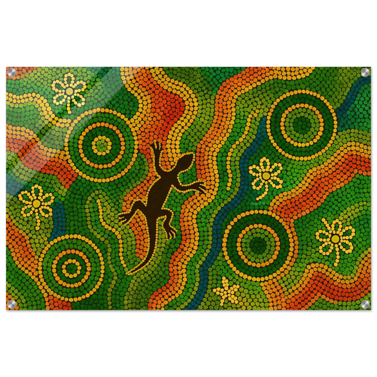 Lizard Dreaming – Aboriginal Dot Painting Wall Art Print - Acrylic Print - 60x90 cm / 24x36″ - 