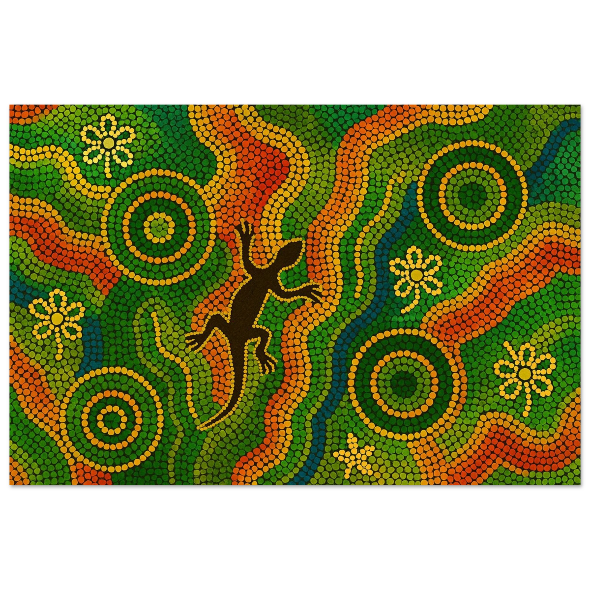 Lizard Dreaming – Aboriginal Dot Painting Wall Art Print - Fine Art Poster - 40x60 cm / 16x24″ - 
