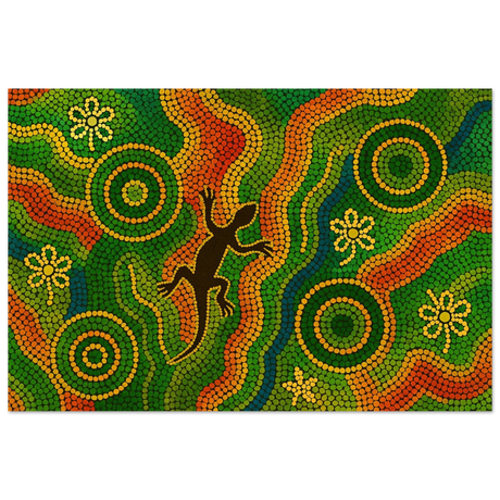 Lizard Dreaming – Aboriginal Dot Painting Wall Art Print - Fine Art Poster - 40x60 cm / 16x24″ - 