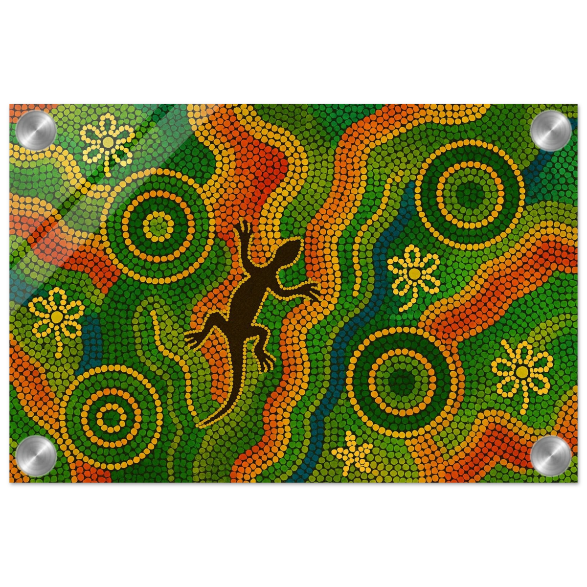 Lizard Dreaming – Aboriginal Dot Painting Wall Art Print - Acrylic Print - 20x30 cm / 8x12″ - 
