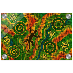 Lizard Dreaming – Aboriginal Dot Painting Wall Art Print - Acrylic Print - 20x30 cm / 8x12″ - 