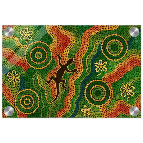 Lizard Dreaming – Aboriginal Dot Painting Wall Art Print - Acrylic Print - 20x30 cm / 8x12″ - 