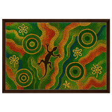 Lizard Dreaming – Aboriginal Dot Painting Wall Art Print - Framed Canvas - 50x75 cm / 20x30″ - Dark wood frame
