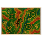 Lizard Dreaming – Aboriginal Dot Painting Wall Art Print - Framed Canvas - 60x90 cm / 24x36″ - Wood frame