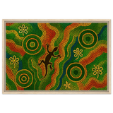 Lizard Dreaming – Aboriginal Dot Painting Wall Art Print - Framed Canvas - 50x75 cm / 20x30″ - Wood frame