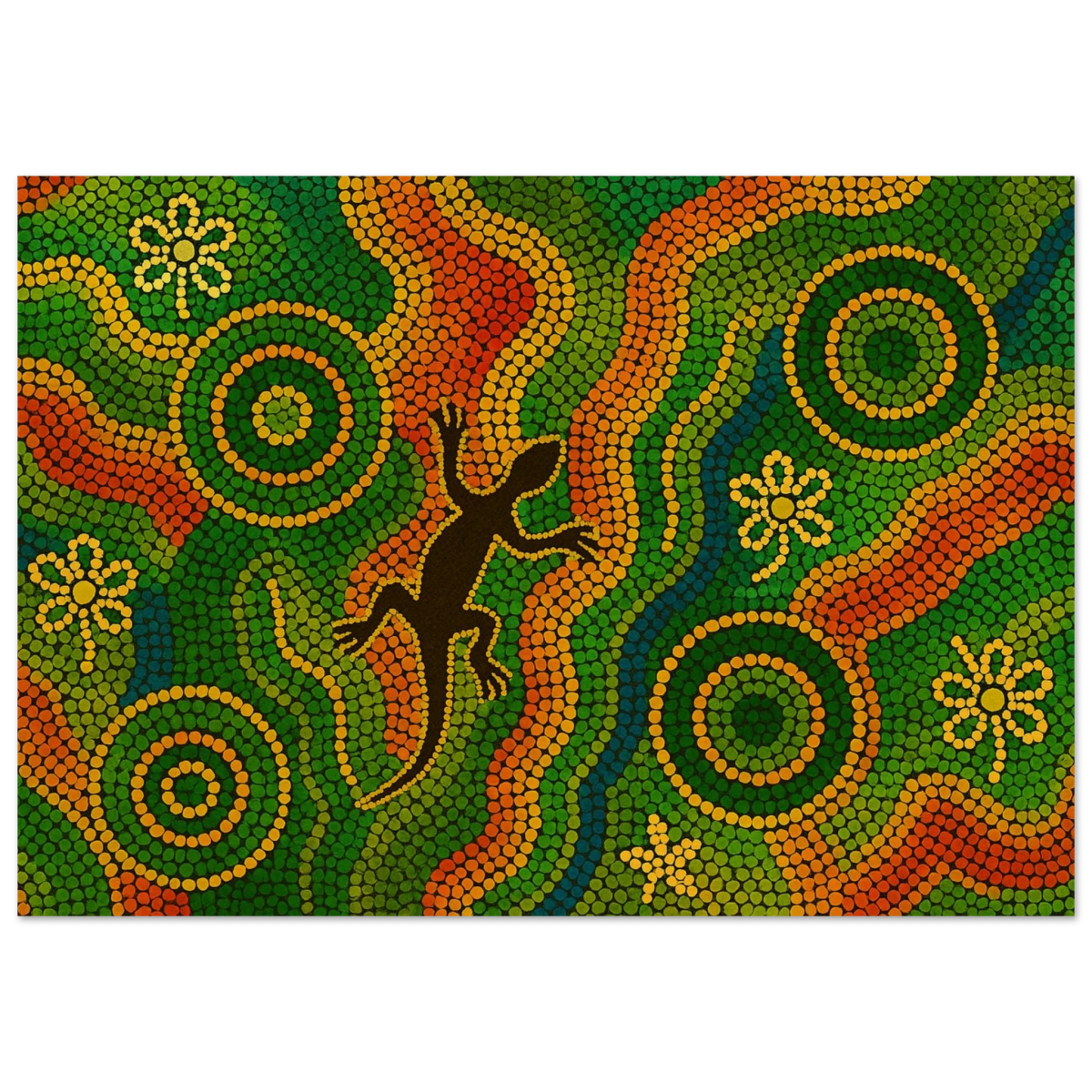 Lizard Dreaming – Aboriginal Dot Painting Wall Art Print - Wood Prints - 70x100 cm / 28x40″ - 