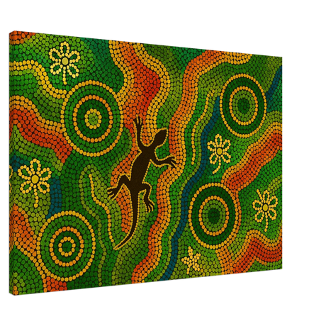 Lizard Dreaming – Aboriginal Dot Painting Wall Art Print - Canvas - 70x100 cm / 28x40″ - 