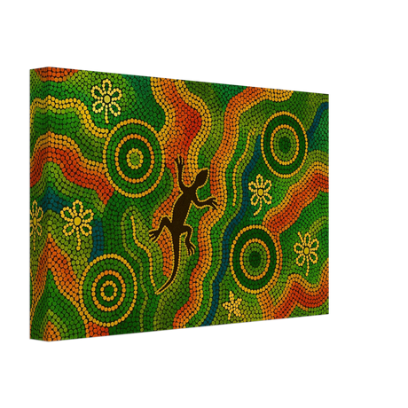 Lizard Dreaming – Aboriginal Dot Painting Wall Art Print - Canvas - 20x30 cm / 8x12″ - 