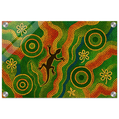 Lizard Dreaming – Aboriginal Dot Painting Wall Art Print - Acrylic Print - 30x45 cm / 12x18″ - 