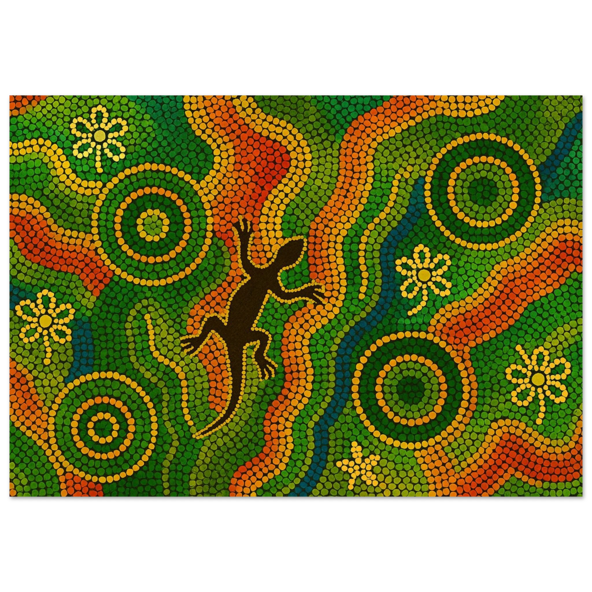 Lizard Dreaming – Aboriginal Dot Painting Wall Art Print - Fine Art Poster - 70x100 cm / 28x40″ - 