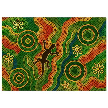 Lizard Dreaming – Aboriginal Dot Painting Wall Art Print - Fine Art Poster - 70x100 cm / 28x40″ - 