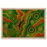 Lizard Dreaming – Aboriginal Dot Painting Wall Art Print - Framed Canvas - 40x60 cm / 16x24″ - Wood frame