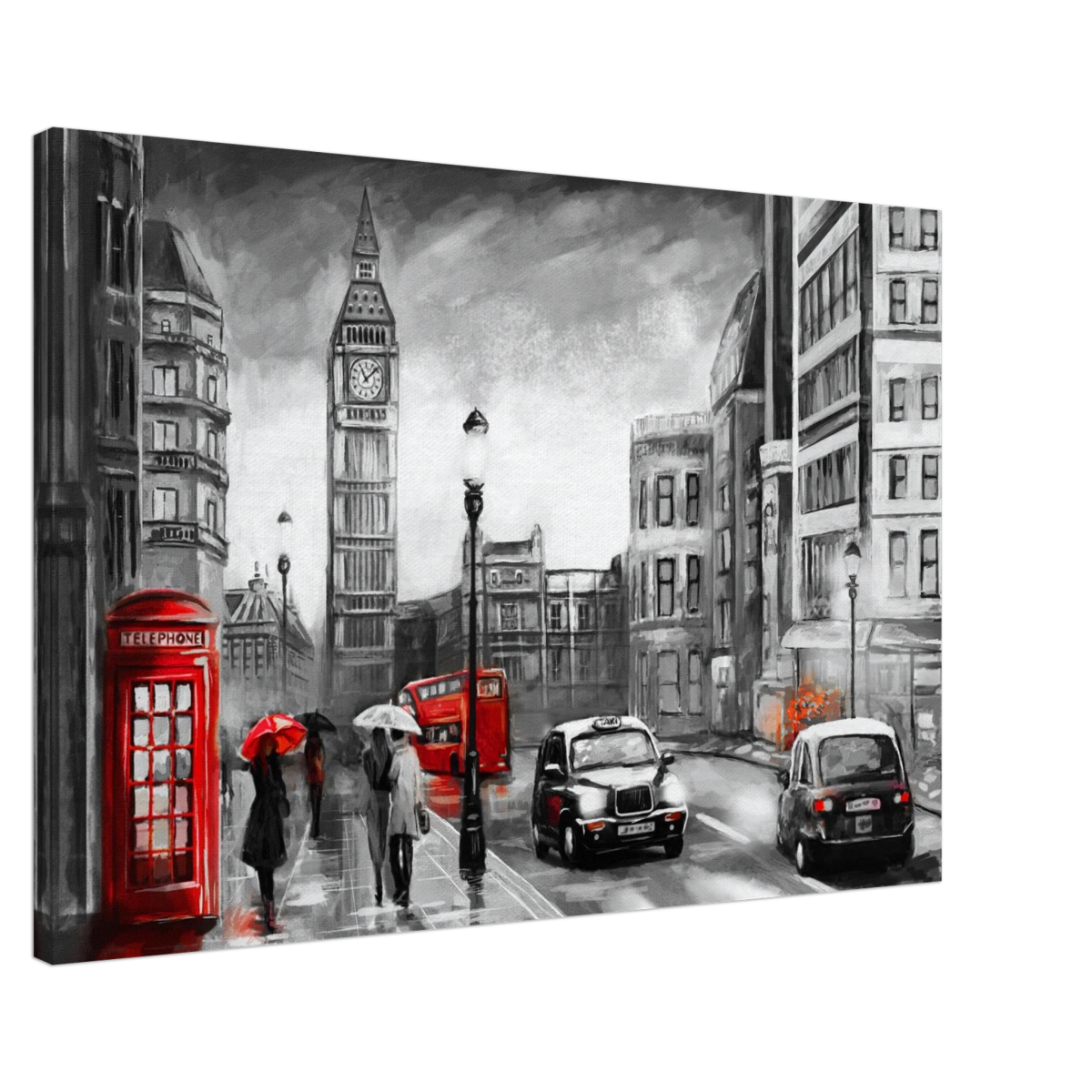 London in the Rain | Selective Color Urban Art | Wall Art Print - Acrylic Print - 30x45 cm / 12x18″ - 