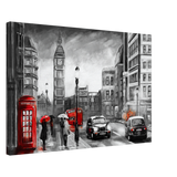 London in the Rain | Selective Color Urban Art | Wall Art Print - Canvas - 30x45 cm / 12x18″ - 