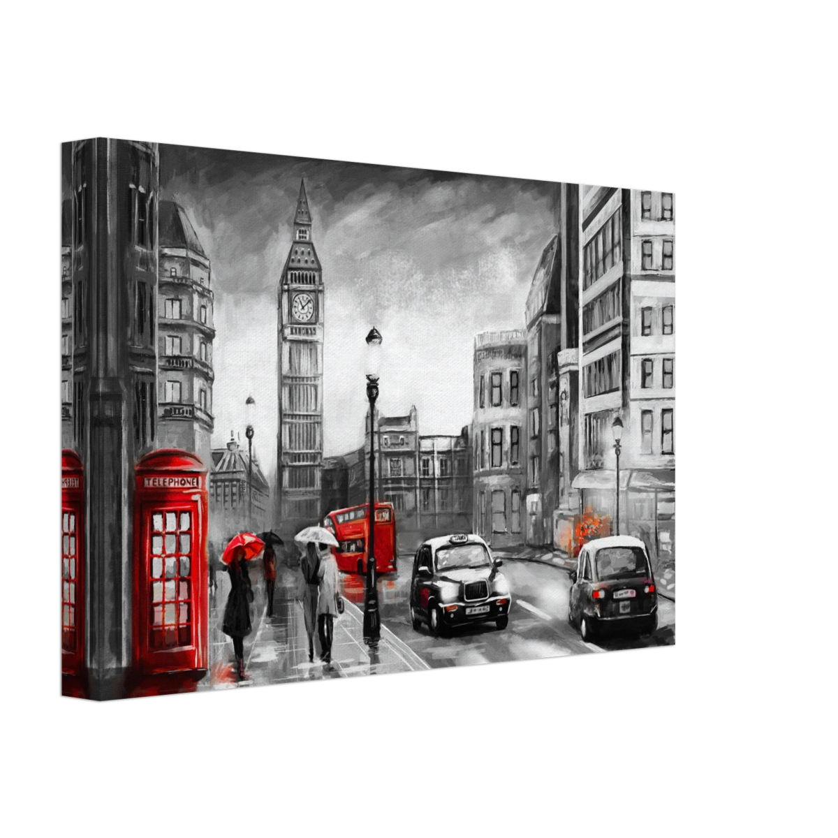 London in the Rain | Selective Color Urban Art | Wall Art Print - Acrylic Print - 30x45 cm / 12x18″ - 