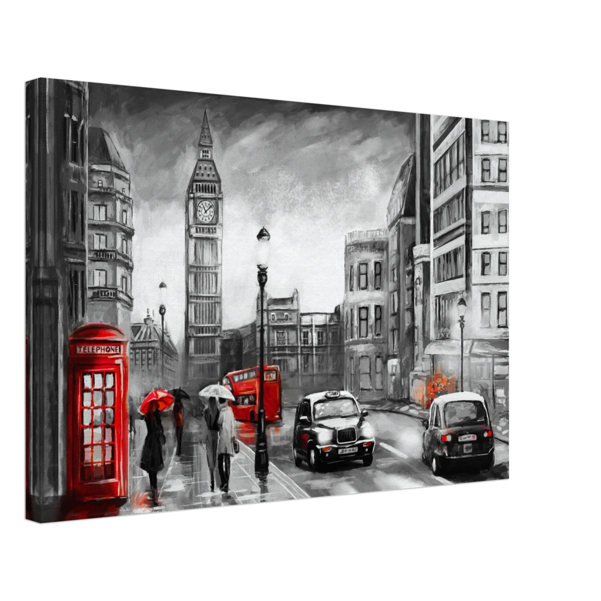 London in the Rain | Selective Color Urban Art | Wall Art Print - Acrylic Print - 30x45 cm / 12x18″ - 