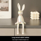 Long Eared Rabbit Ornament – Modern Ceramic Animal Figurine Home Décor - Long Eared Rabbit White - 