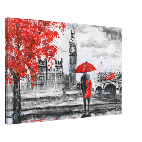 "Love in London Rain" – Romantic City Escape | Wall Art Print - Canvas - 50x75 cm / 20x30″ - 
