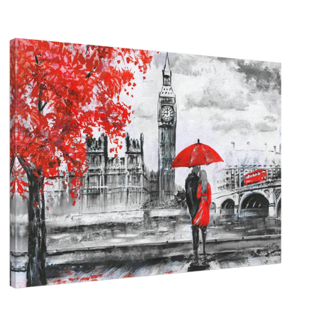 "Love in London Rain" – Romantic City Escape | Wall Art Print - Canvas - 60x90 cm / 24x36″ - 