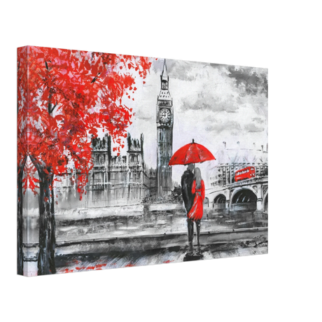 "Love in London Rain" – Romantic City Escape | Wall Art Print - Canvas - 30x45 cm / 12x18″ - 