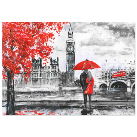 "Love in London Rain" – Romantic City Escape | Wall Art Print - Fine Art Poster - 70x100 cm / 28x40″ - 