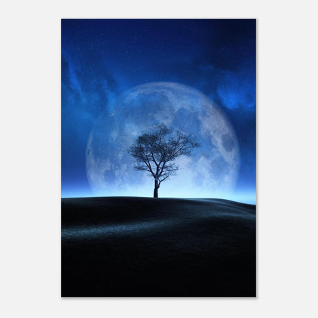 "Lunar Silence" – A Moonlit Whisper in the Night Dreamy Digital Fantasy Landscape Wall art Print - Aluminum Print - 70x100 cm / 28x40″ - 