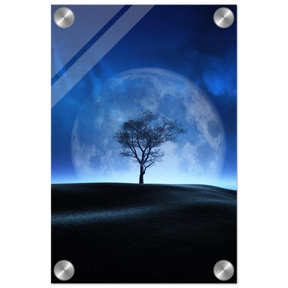 "Lunar Silence" – A Moonlit Whisper in the Night Dreamy Digital Fantasy Landscape Wall art Print - Acrylic Print - 20x30 cm / 8x12″ - 