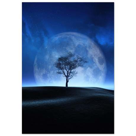 "Lunar Silence" – A Moonlit Whisper in the Night Dreamy Digital Fantasy Landscape Wall art Print - Fine Art Poster - 70x100 cm / 28x40″ - 