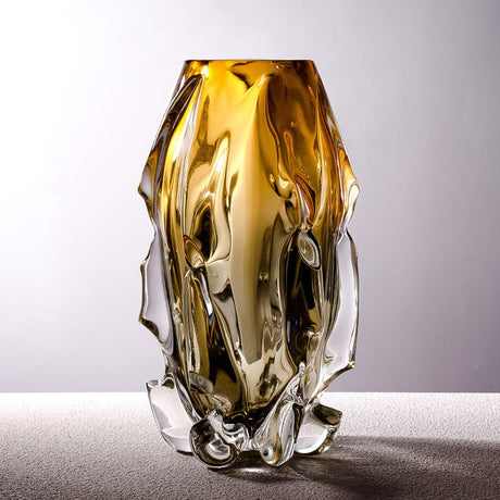 Luxury Crystal Glass Vase – Handmade Polished Art Flower Arrangement Ornament - Tall - 