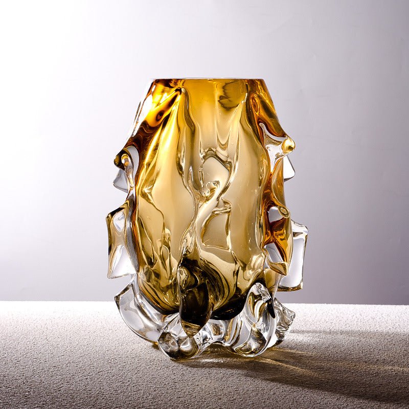 Luxury Crystal Glass Vase – Handmade Polished Art Flower Arrangement Ornament - Tall - 
