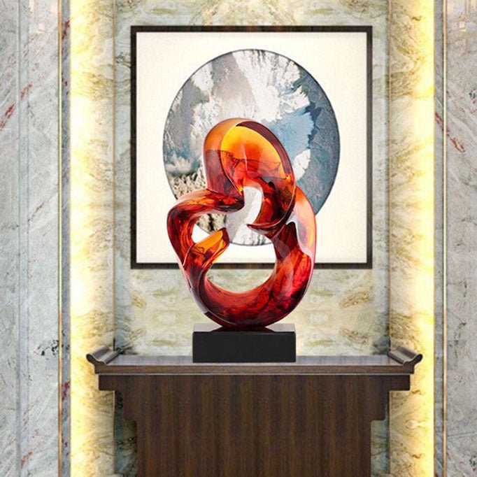 Luxury Glass - Effect Resin Sculpture – Modern Abstract Home Décor - Blue - 